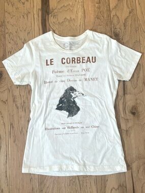 Out of Print Le Corbeau (The Ravin) White Graphic T-Shirt, size L